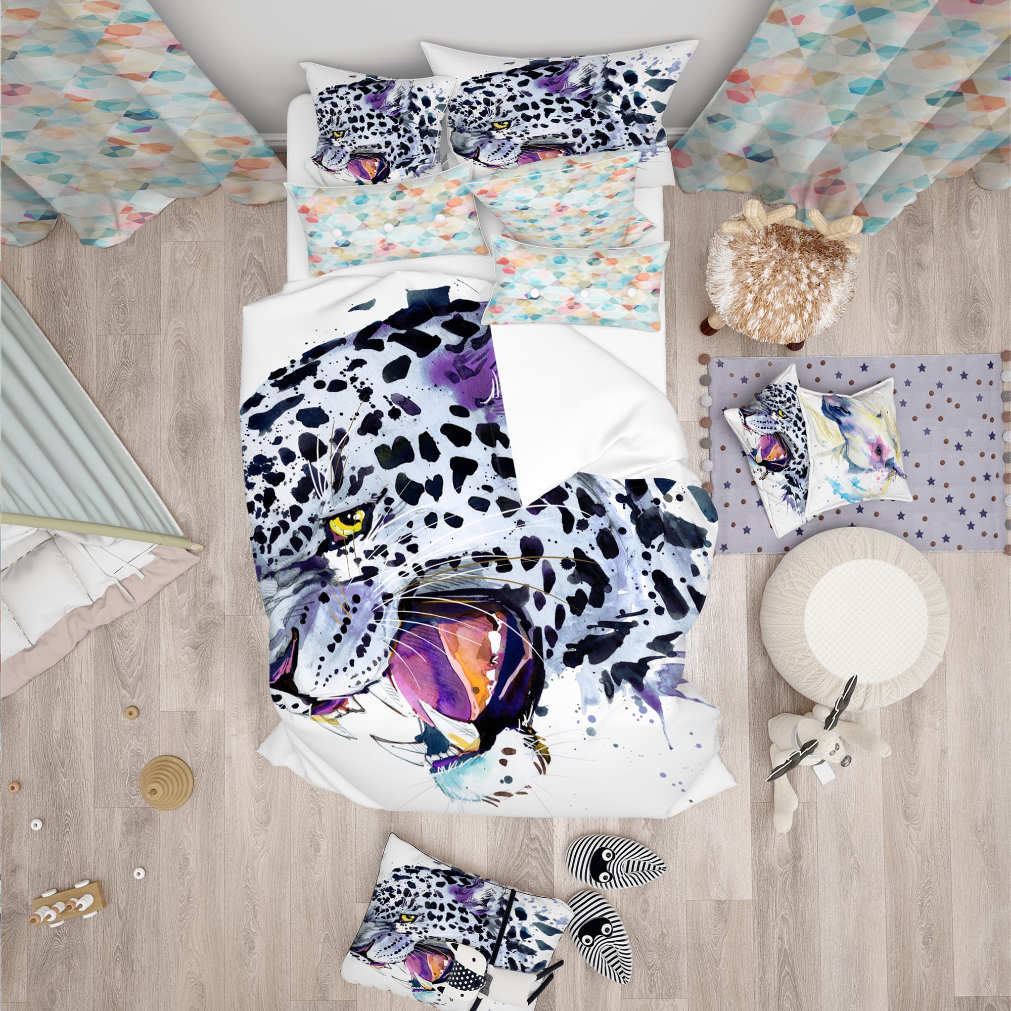 Designart 'Ferocious Snow Leopard Face